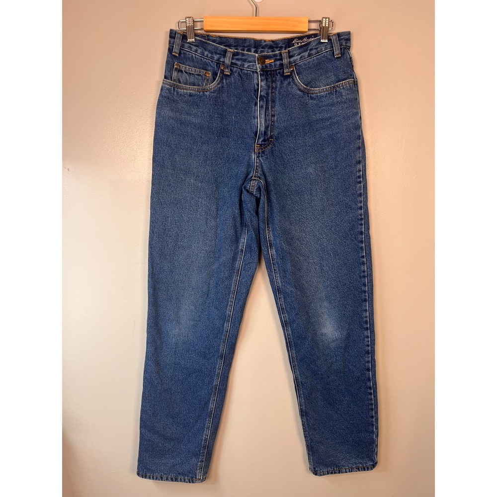 Eddie Bauer Fleece Lined Jeans Mens *30x34 Blue Relaxed Red Lining Winter Warm